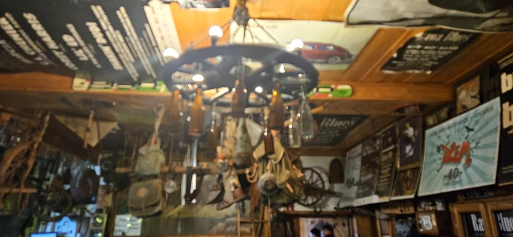Ceiling objects and highland memorabilia